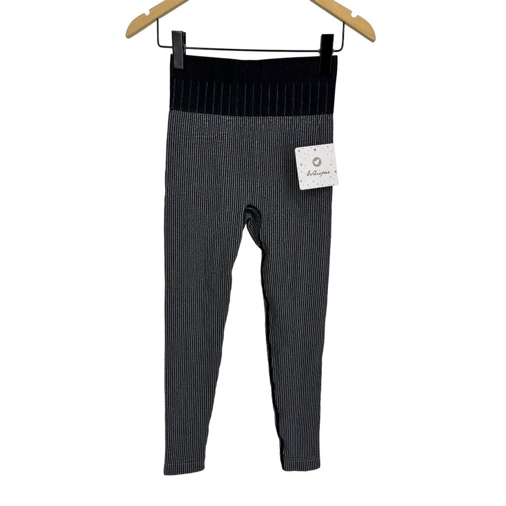 Whisper active ribbed leggings M black gray yoga
